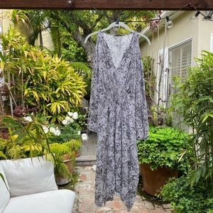 ALLSAINTS Lavete Paisley Cold Shoulder MIDI Dress